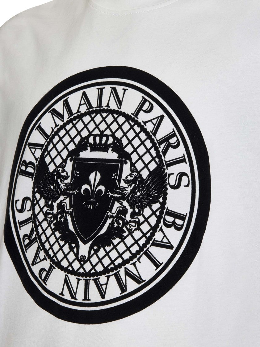 Balmain White Cotton Jersey Crewneck T-Shirt