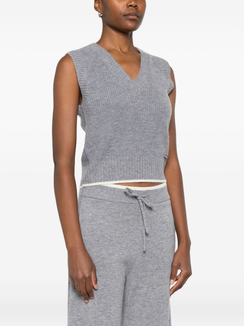 Pinko Sleeveless Grey Knit Sweater Vest