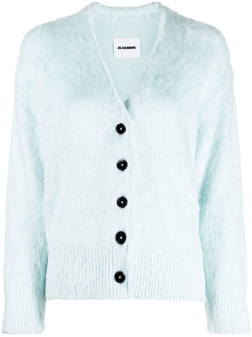 Jil Sander Cropped Beige Silk Cardigan With Ribbed Detailing
