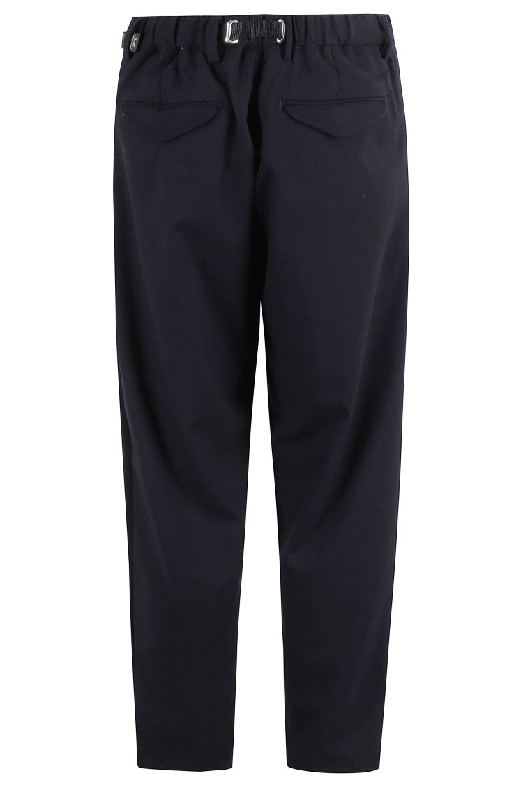 White Sand Tailored Black Pants With Adjustable Waistband And Flap Pockets