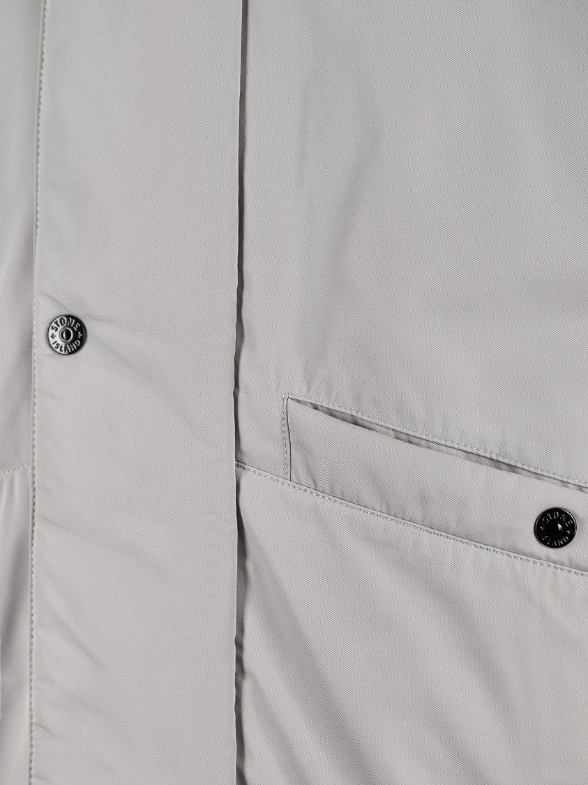 Stone Island Minimalistic Grey Jacket With Hood