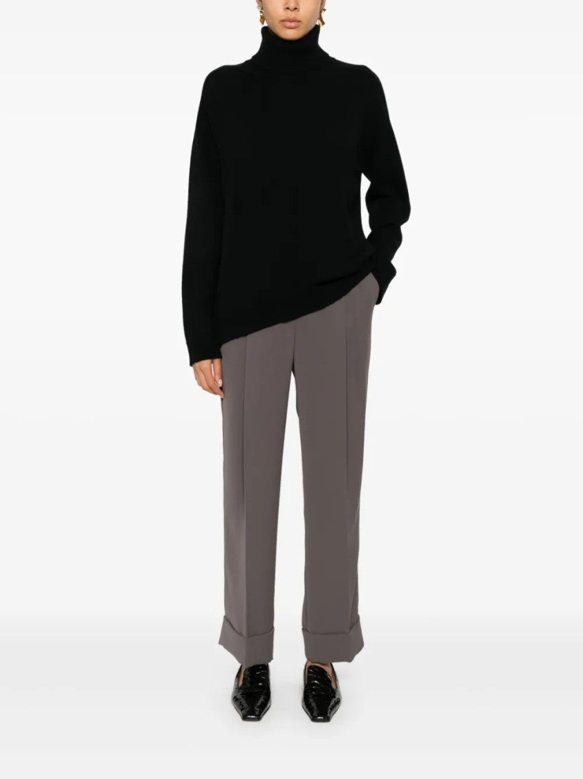 P.A.R.O.S.H. Relaxed Fit Black Turtleneck Sweater In Luxurious Wool Blend