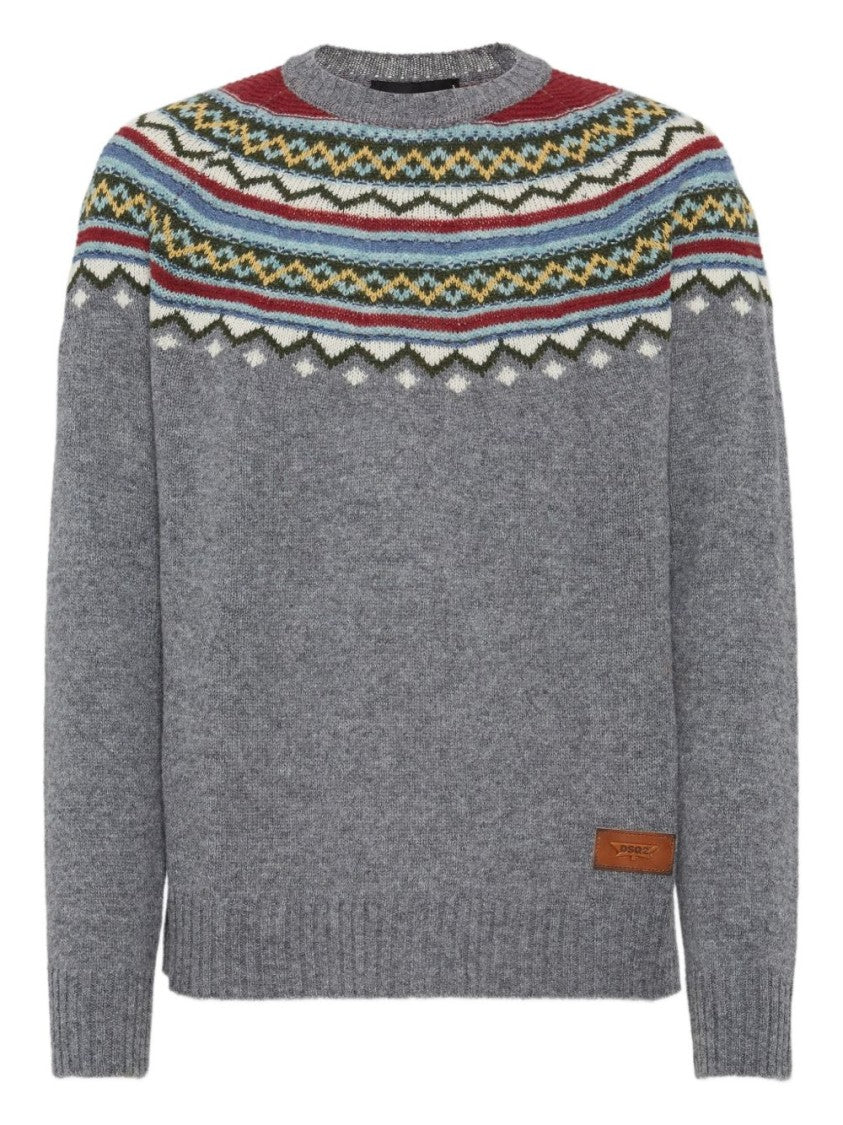 Dsquared2 Crew Neck Textured Knit Sweater