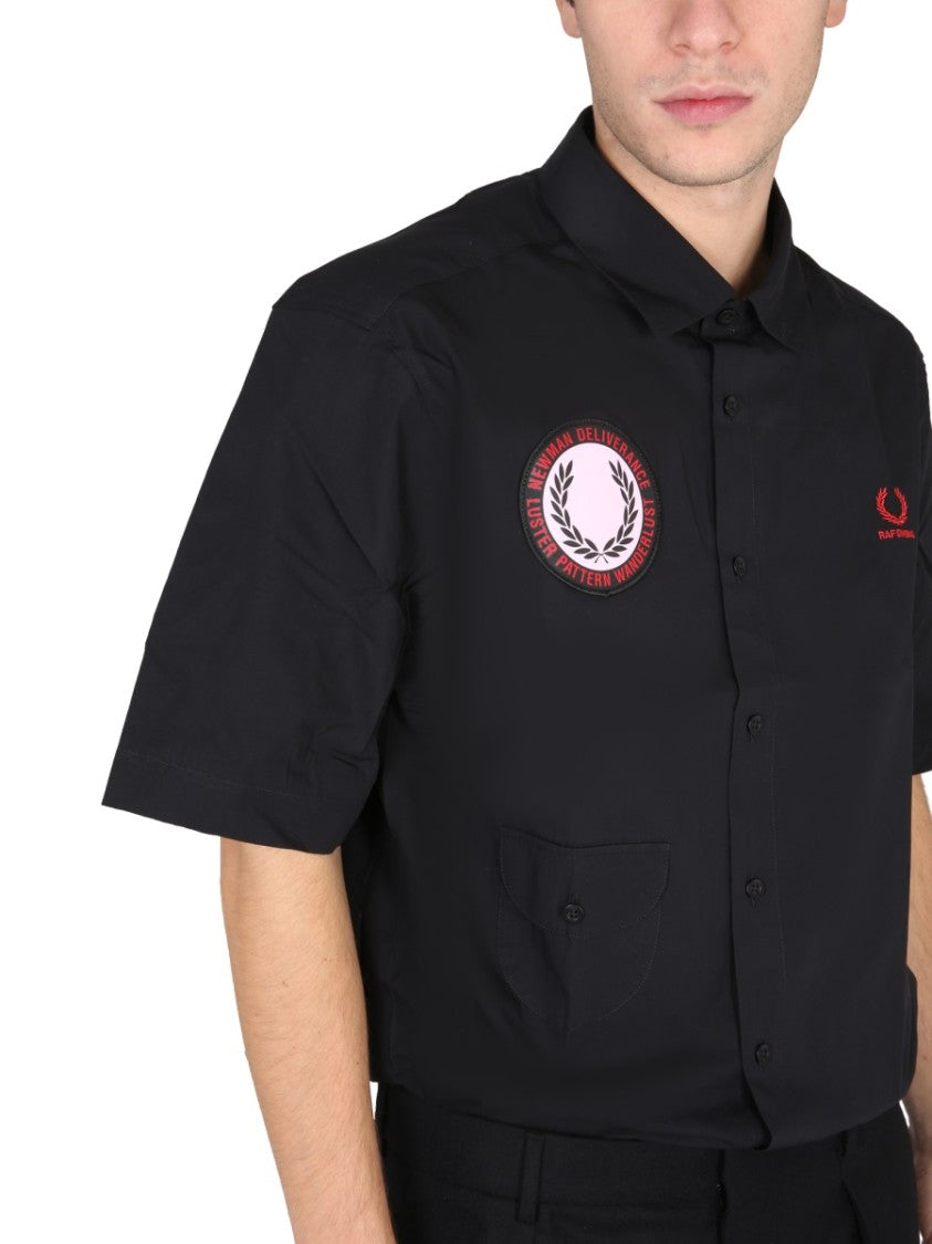 Fred Perry X Raf Simons Black Short-Sleeve Shirt With Classic Collar