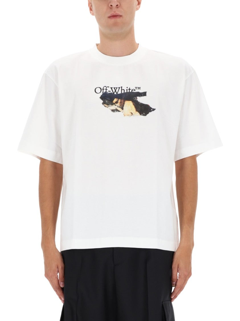 Off-White Relaxed Fit Graphic Print Off-White T-Shirt