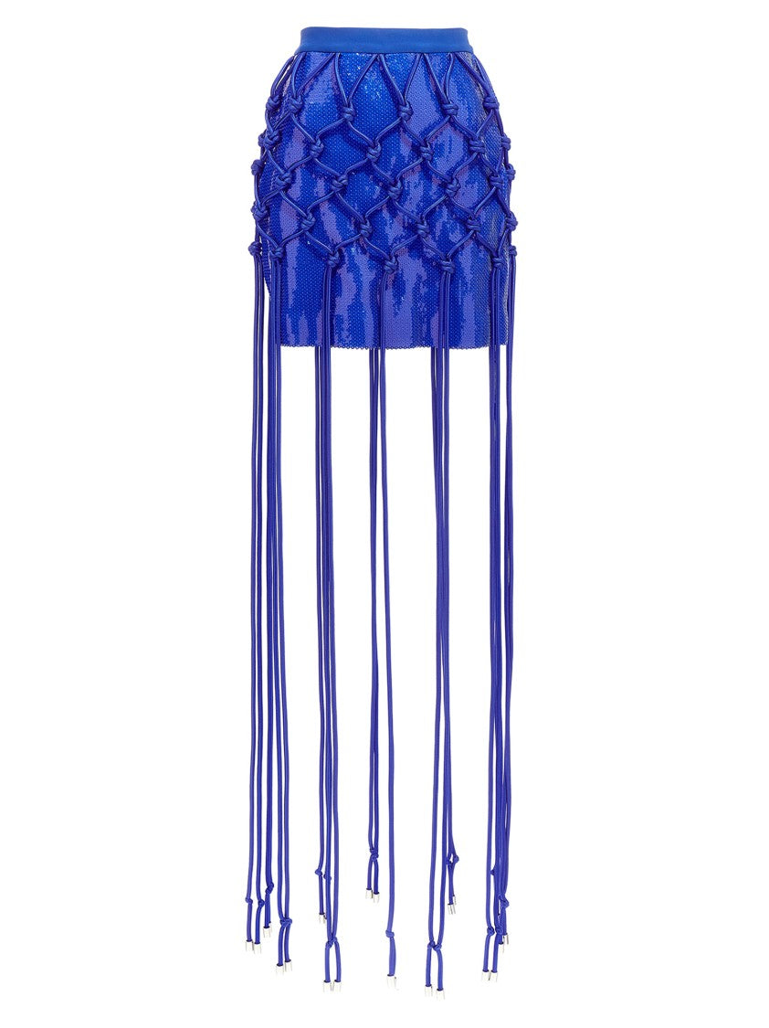 David Koma Fishnet Layered Skirt With Sequined Design