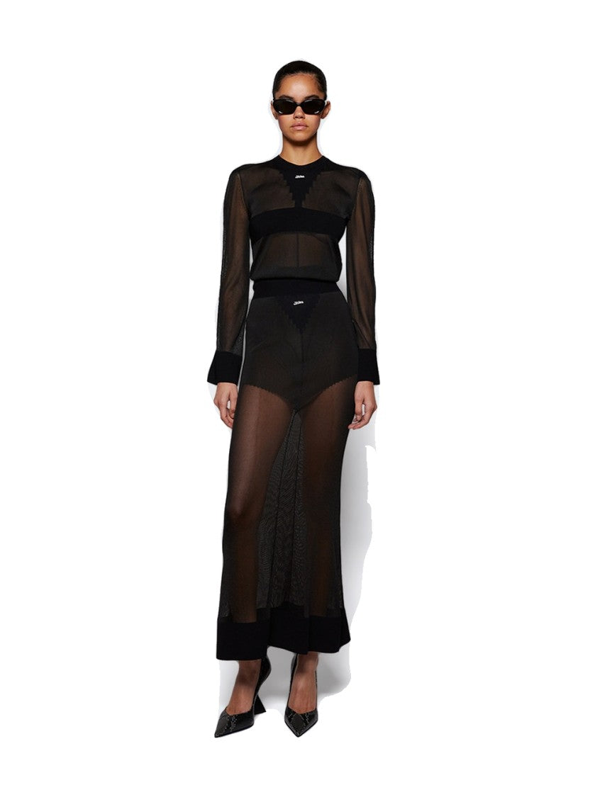 Jean Paul Gaultier Logo Knit Long Skirt Black