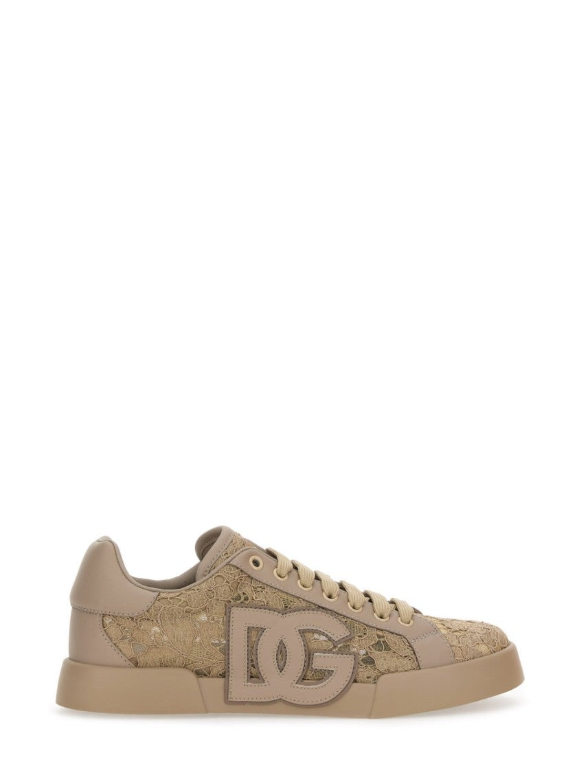Dolce & Gabbana Intricately Embroidered Sneakers With Unique Material Blend