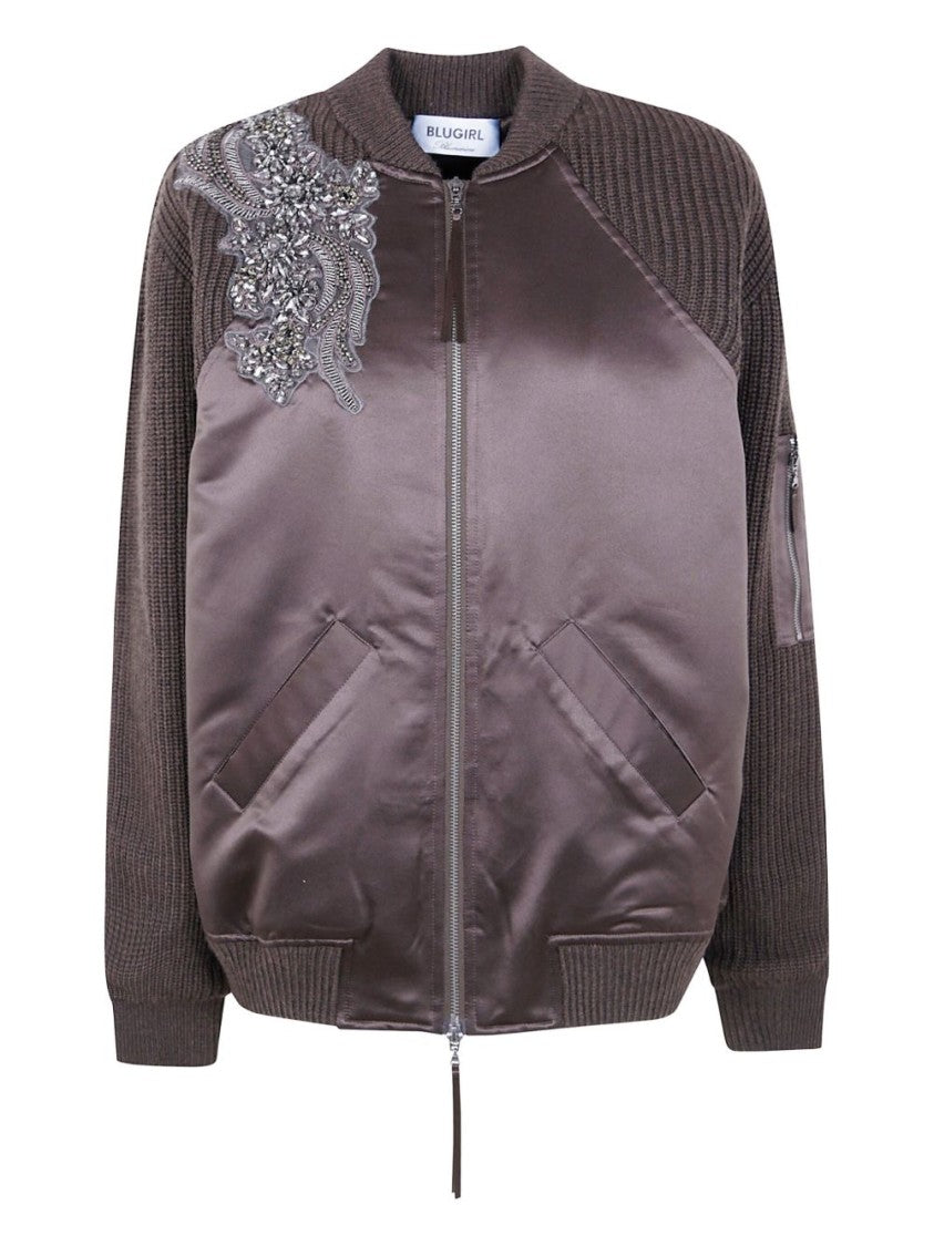 Blugirl Brown Jacket With Satin Front