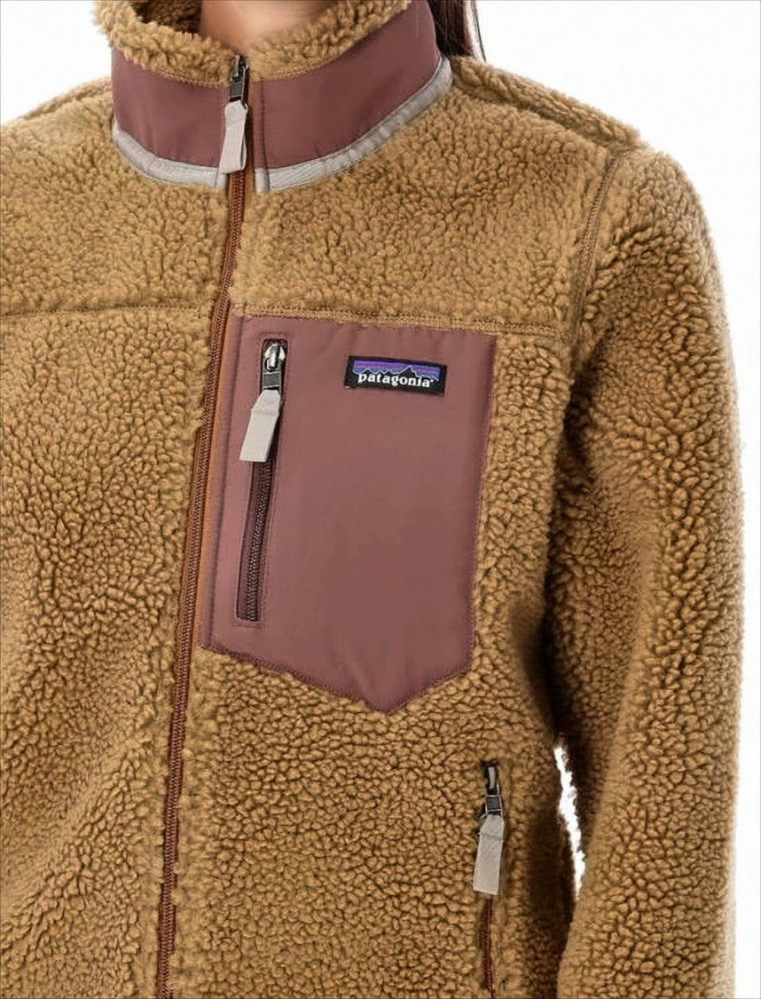 Patagonia Plush Fleece Jacket With Contrasting Pocket Detail