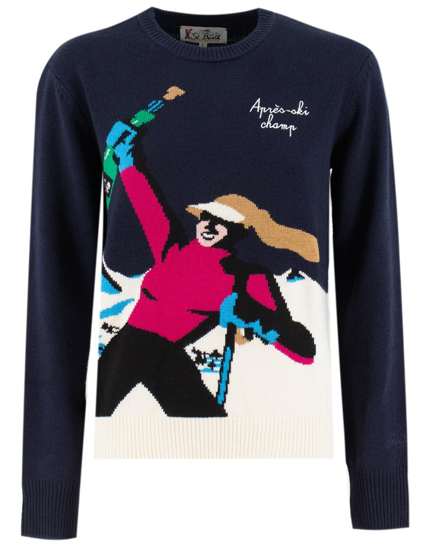 Mc2 Saint Barth Winter Motif Cashmere-Blend Crew-Neck Jumper