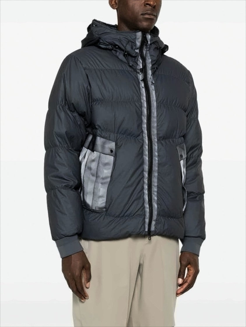 C.P. Company Quilted Black Down Jacket With Adjustable Hood And Ribbed Cuffs
