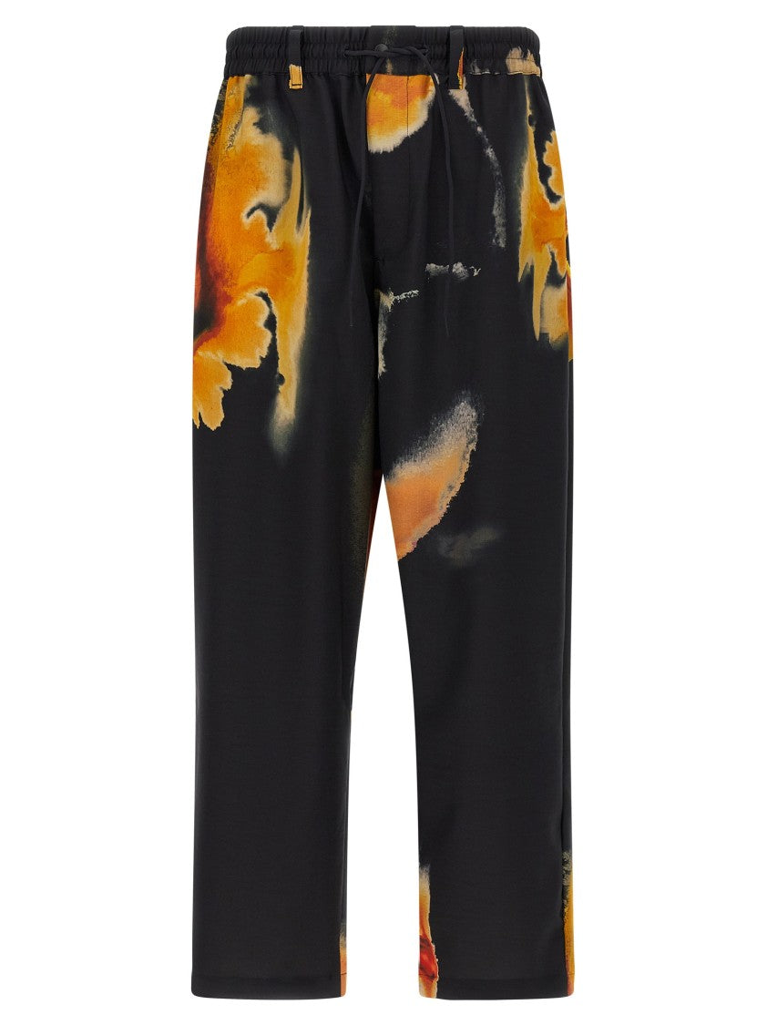 Y-3 Technical Fabric Trousers With Striking Print And Adjustable Features