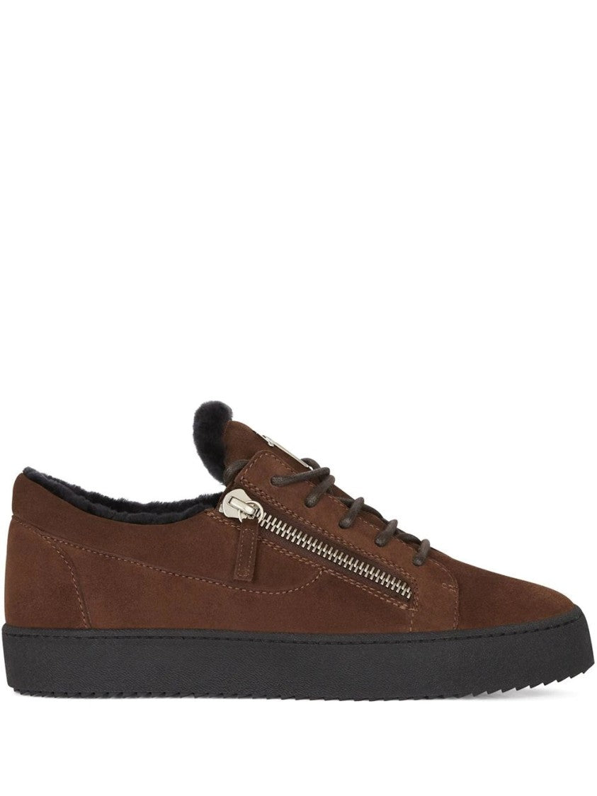 Giuseppe Zanotti Suede Low Top Trainers With Silver-Tone Accents