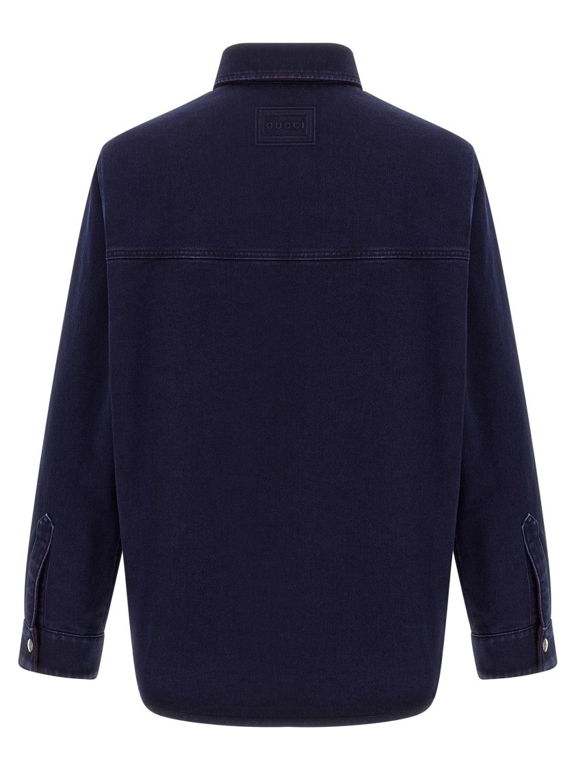 Gucci Reversible Denim And Brushed Gg Flannel Shirt