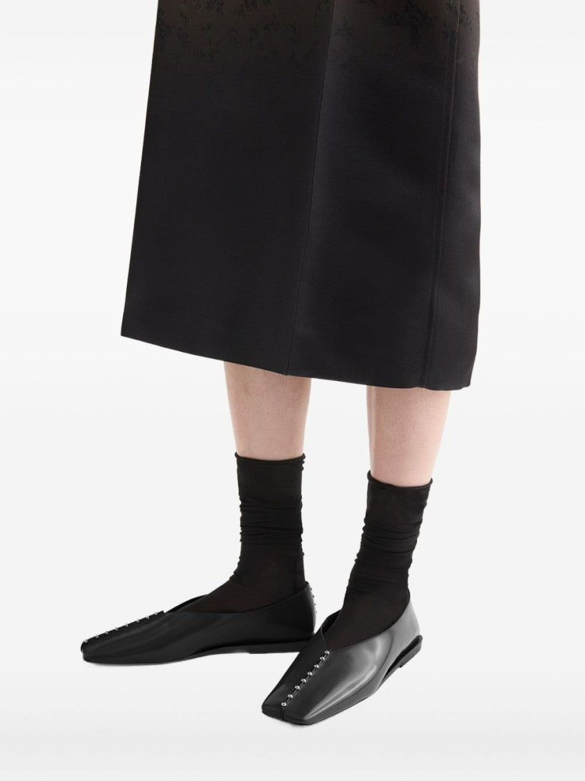 Jil Sander Black Ballerinas With Metallic Stud Accents