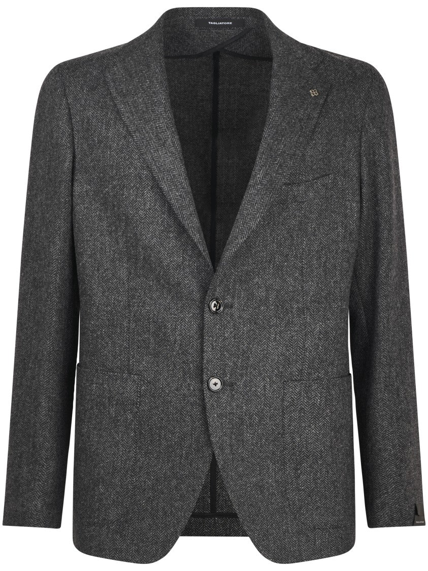 Tagliatore Tailored Black Jacket In Virgin Wool