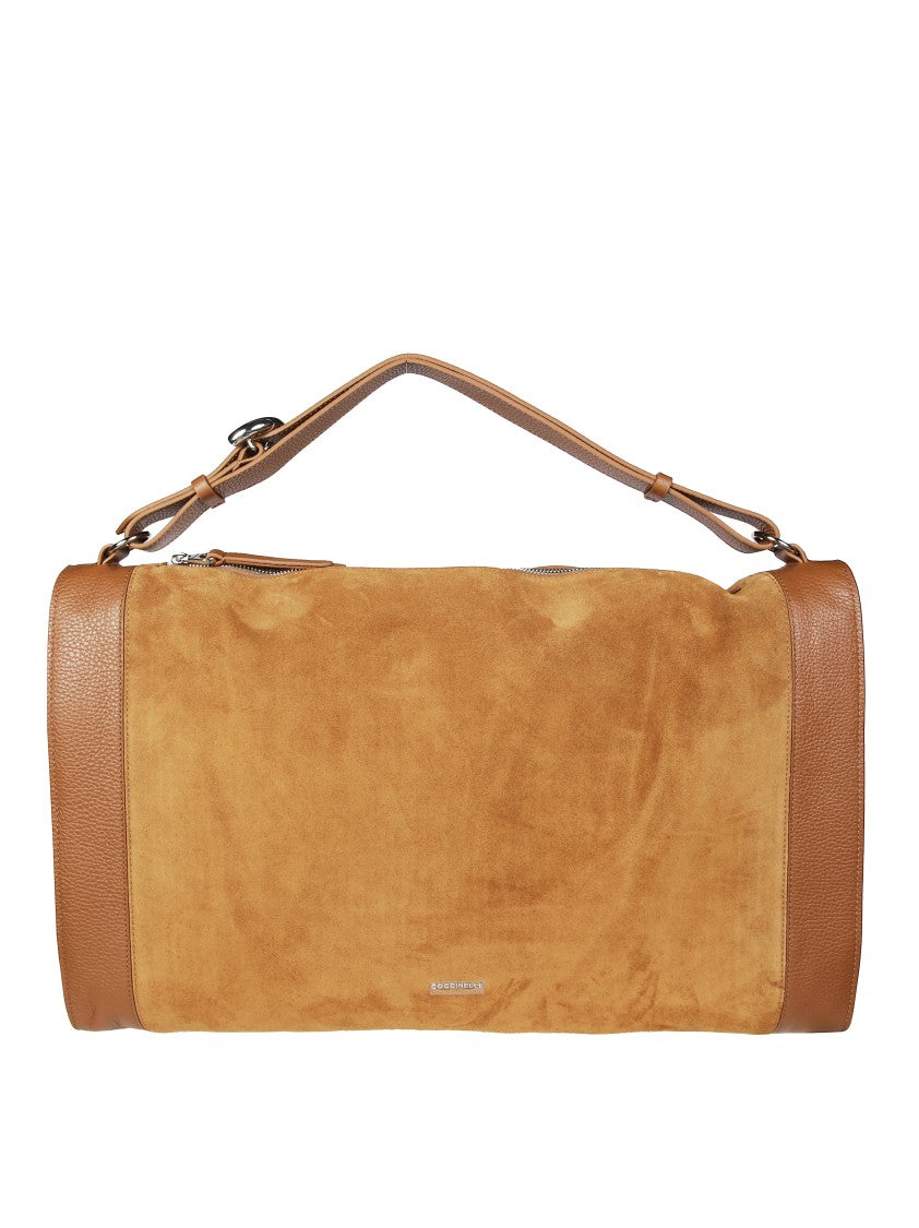 Coccinelle Suede Shoulder Bag With Leather Accents