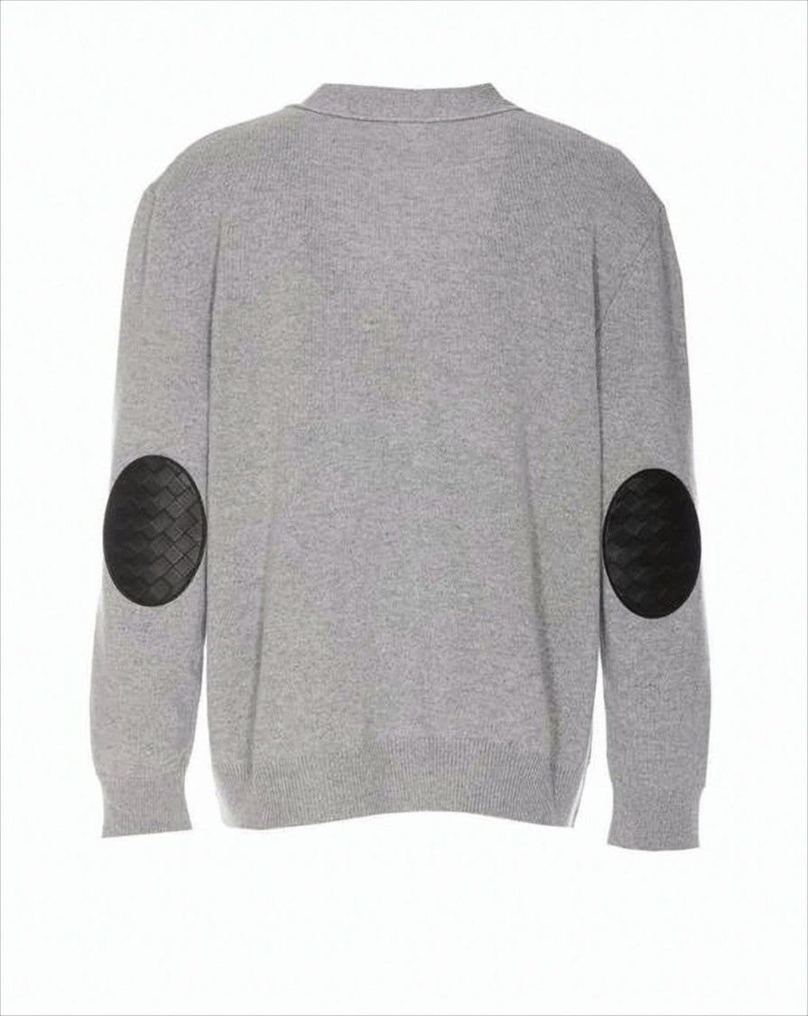 Bottega Veneta Cashmere Knit Cardigan With Leather Elbow Patches