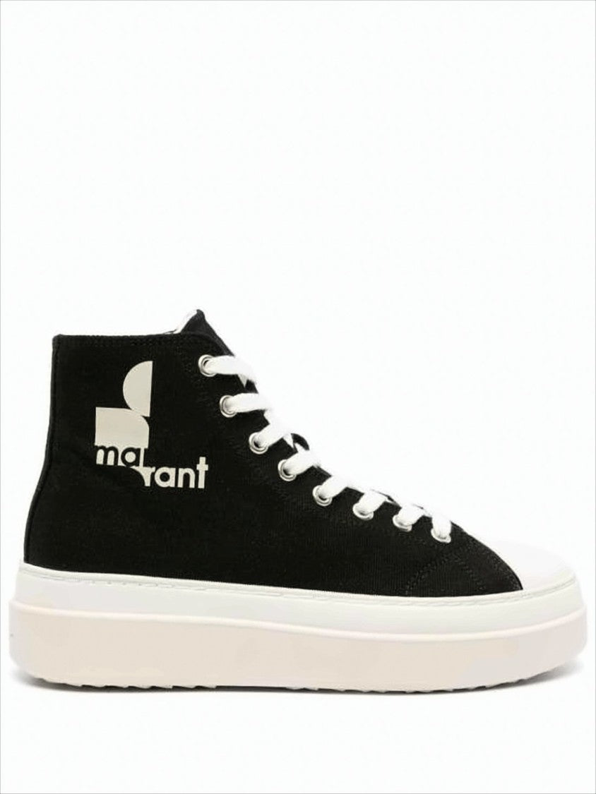 Isabel Marant High-Top Sneakers In Black Cotton Canvas