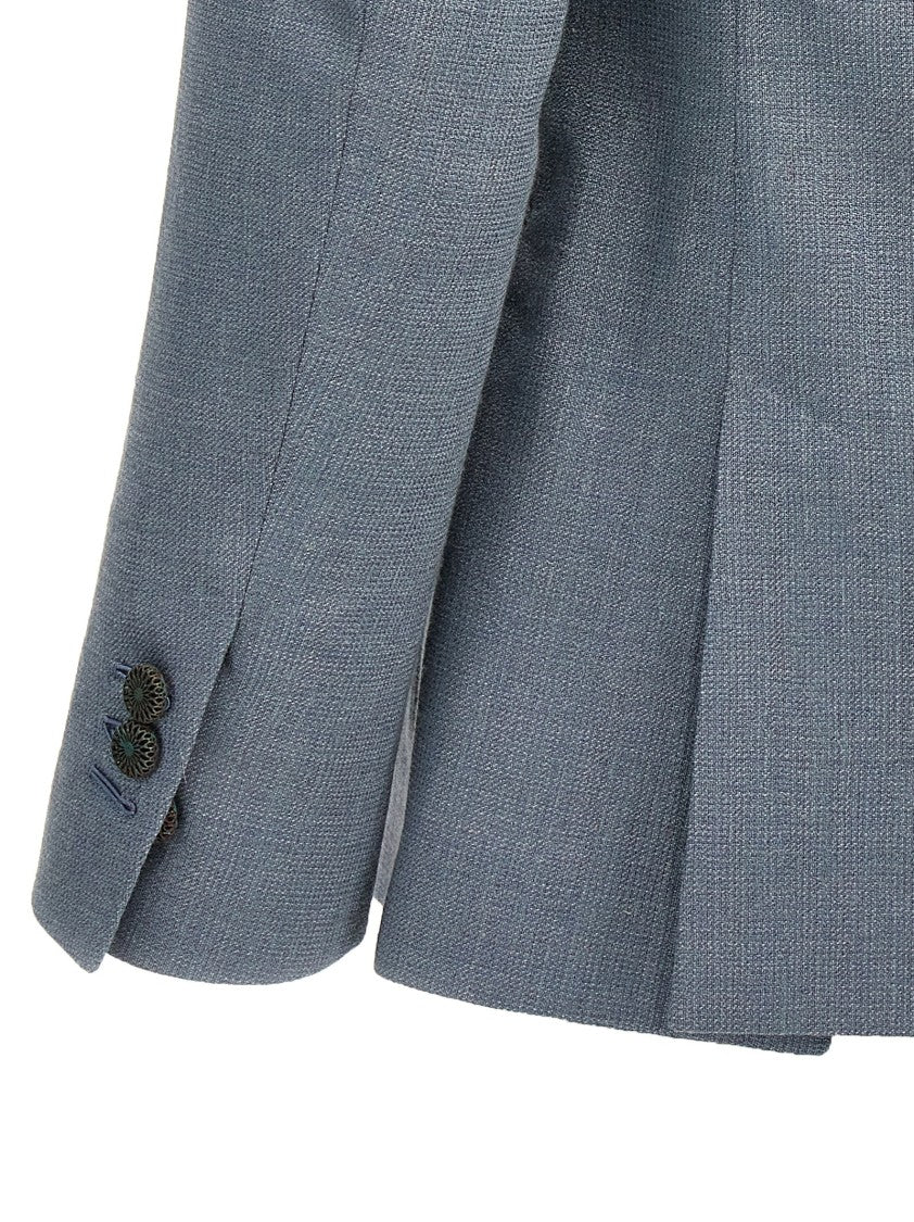 Maurizio Miri Double-Breasted Silk Blend Blazer With Button Closure