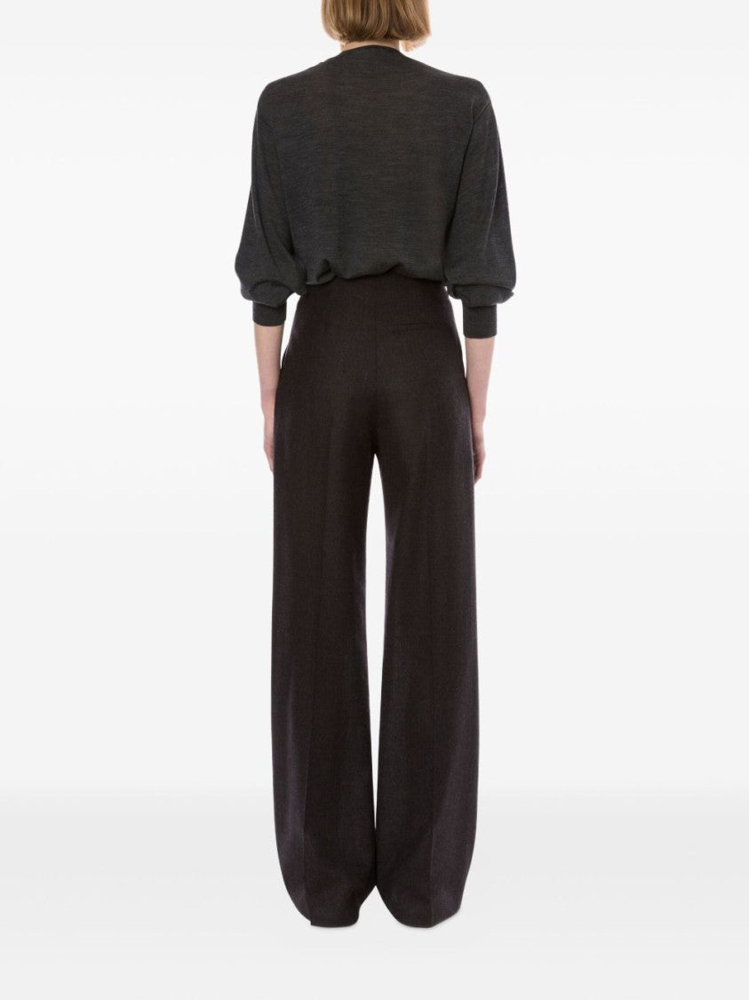Alberta Ferretti Pleated High-Waisted Trousers In Grey Virgin Wool