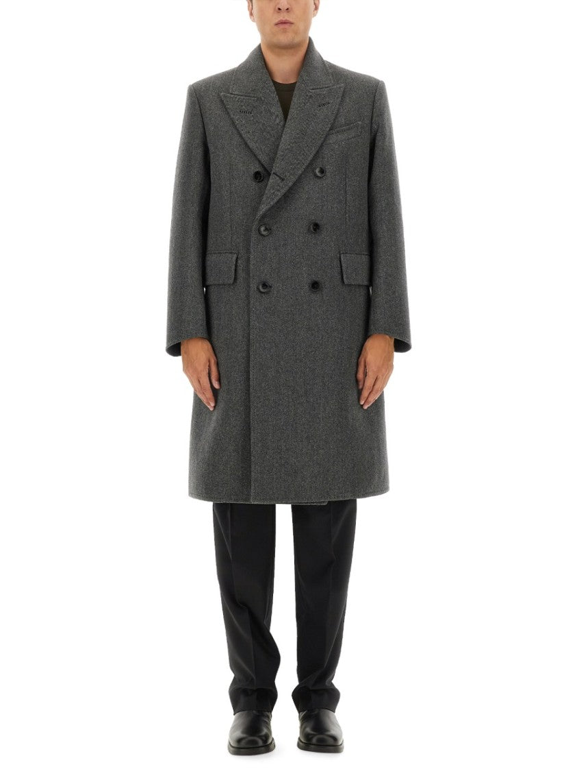 Tom Ford Double-Breasted Grey Coat With Structured Silhouette