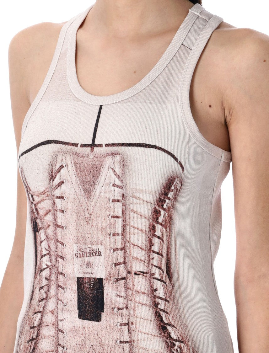 Jean Paul Gaultier Trompe L'oeil Corset Rib Cotton Tank Top