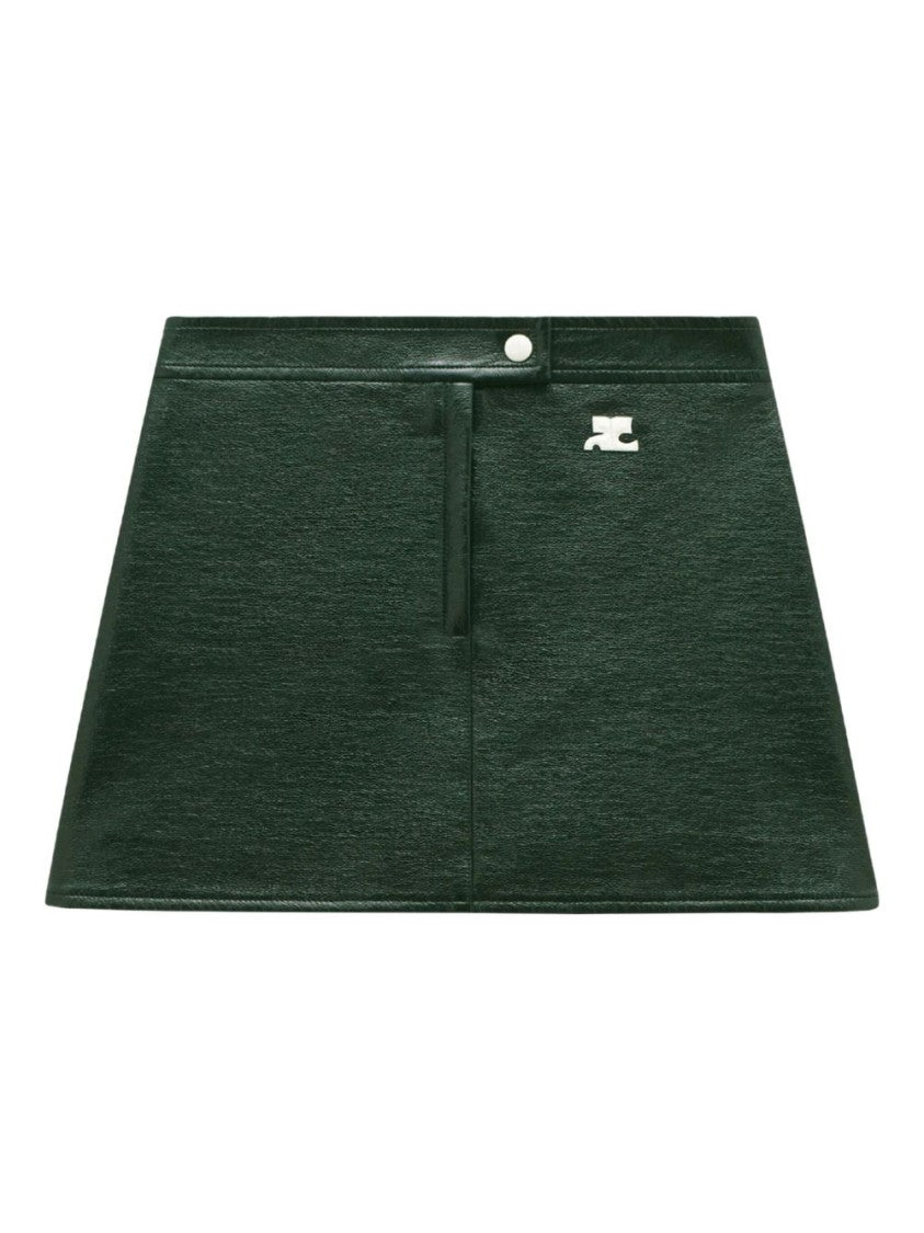 Courrèges Glossy Vinyl Mini Skirt With Fitted Zip Closure And Snap Button