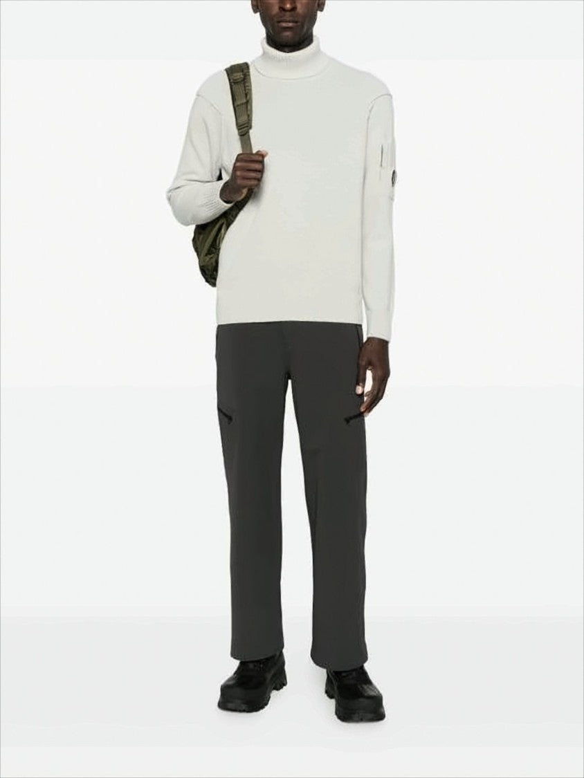 C.P. Company Ribbed Knit Turtleneck Sweater With Folded Collar And Distinctive Sleeve Patch