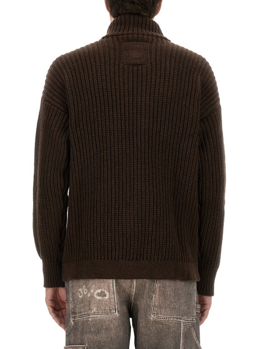 Emporio Armani Textured Ribbed High Collar Sweater