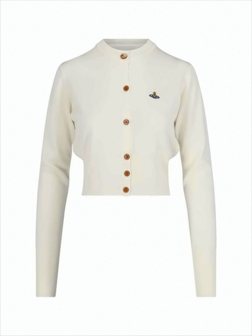 Vivienne Westwood Cropped Fine-Knit Cardigan With Embroidered Emblem