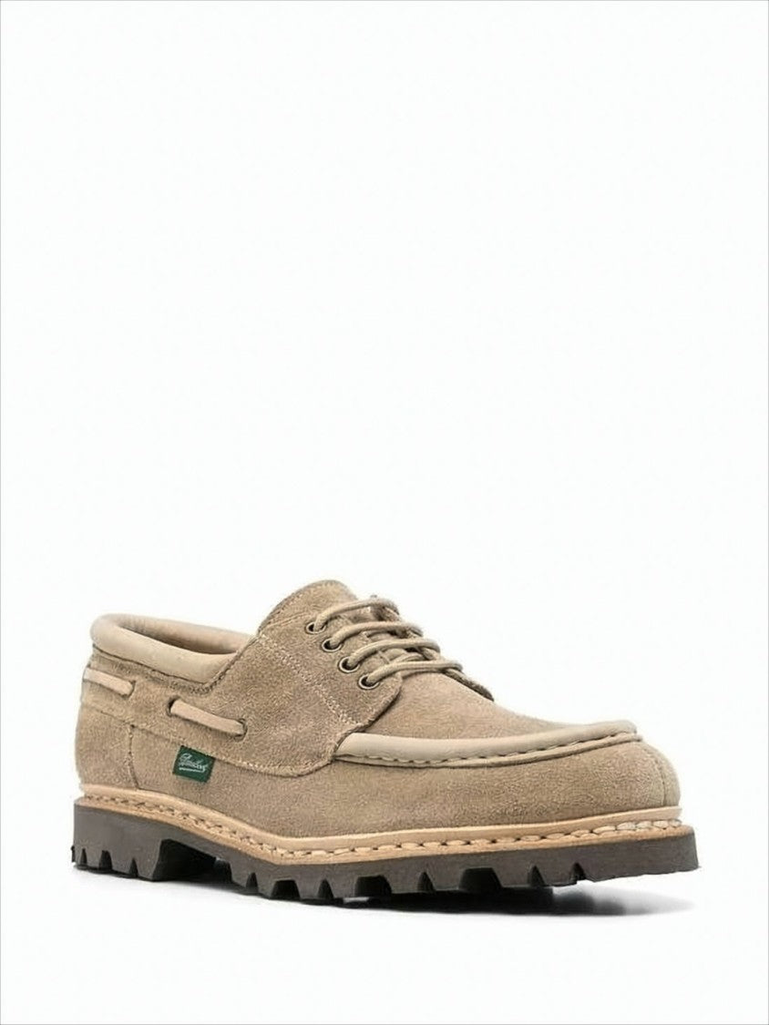 Paraboot Suede Lace-Up Dress Shoes With Moc Toe Design