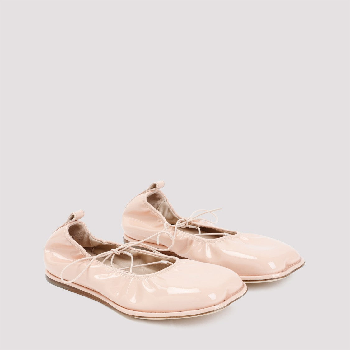 Simone Rocha Pink Powder Patent Calf Leather Heart Toe Lace-Up Ballerina