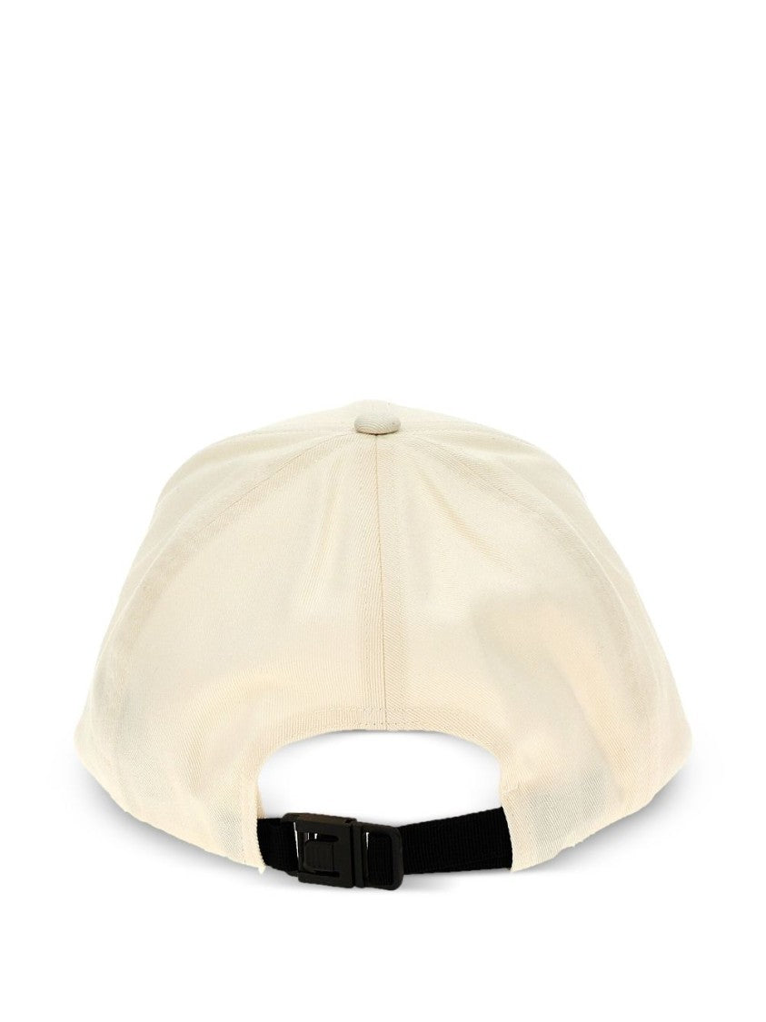 Moncler Classic White Cap With Logo Patch And Adjustable Strap