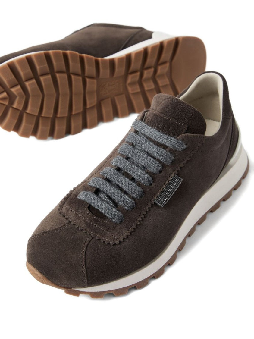 Brunello Cucinelli Sleek Brown Suede Flat Shoes