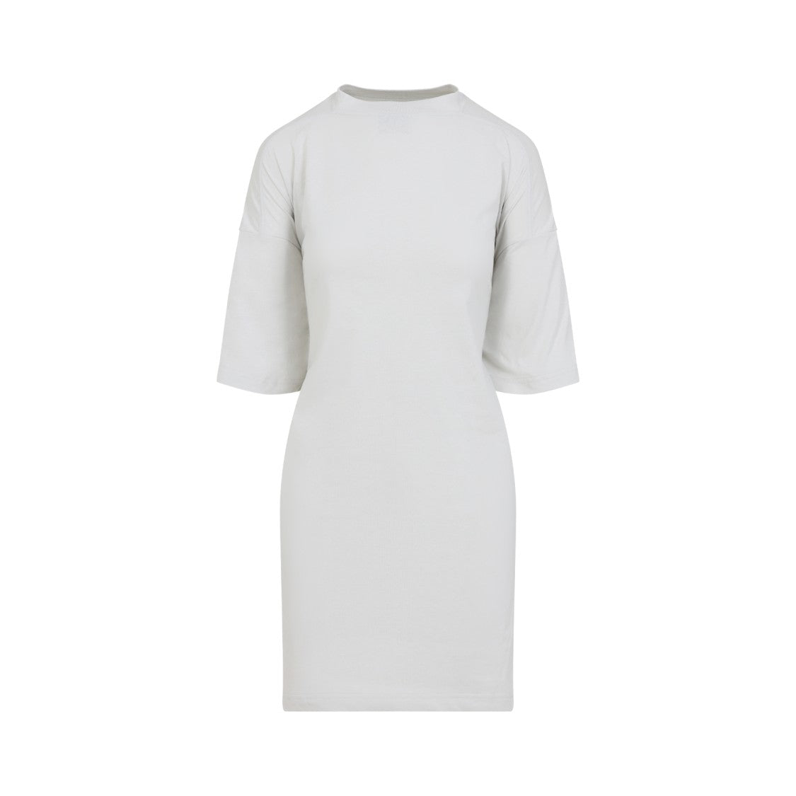 Balenciaga White Cotton Dress With Round Neckline And Short Sleeves