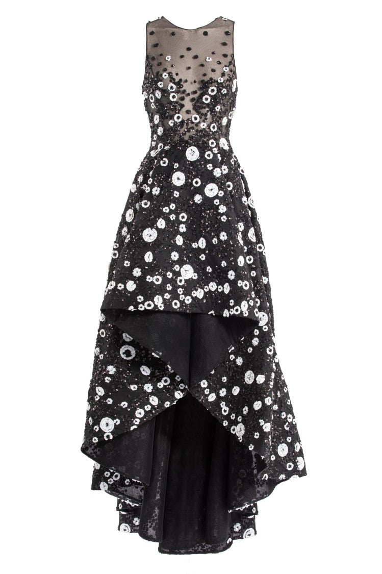 Saiid Kobeisy Tulle, High-Low Dress With Dotted Beading