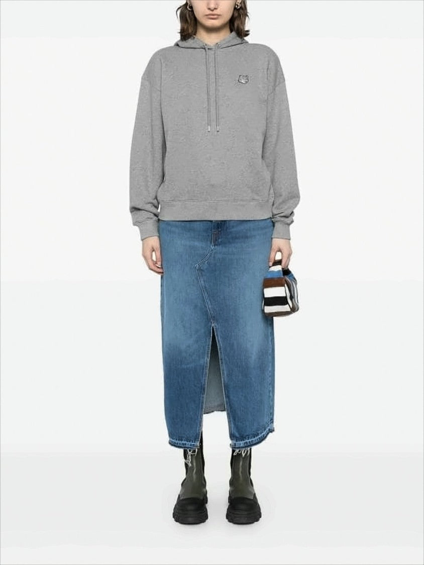 Maison Kitsuné Relaxed Grey Hoodie With Embroidered Fox Emblem