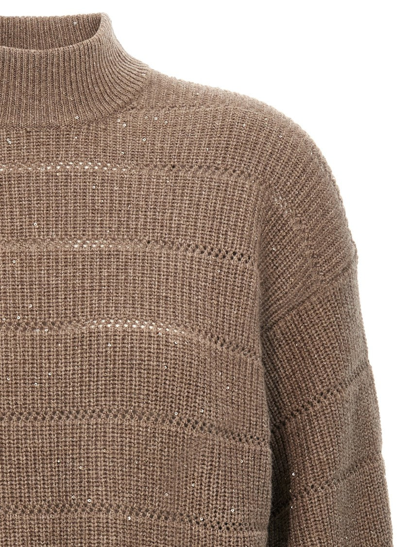 Brunello Cucinelli Rustic Dazzling Net' Cropped Sweater