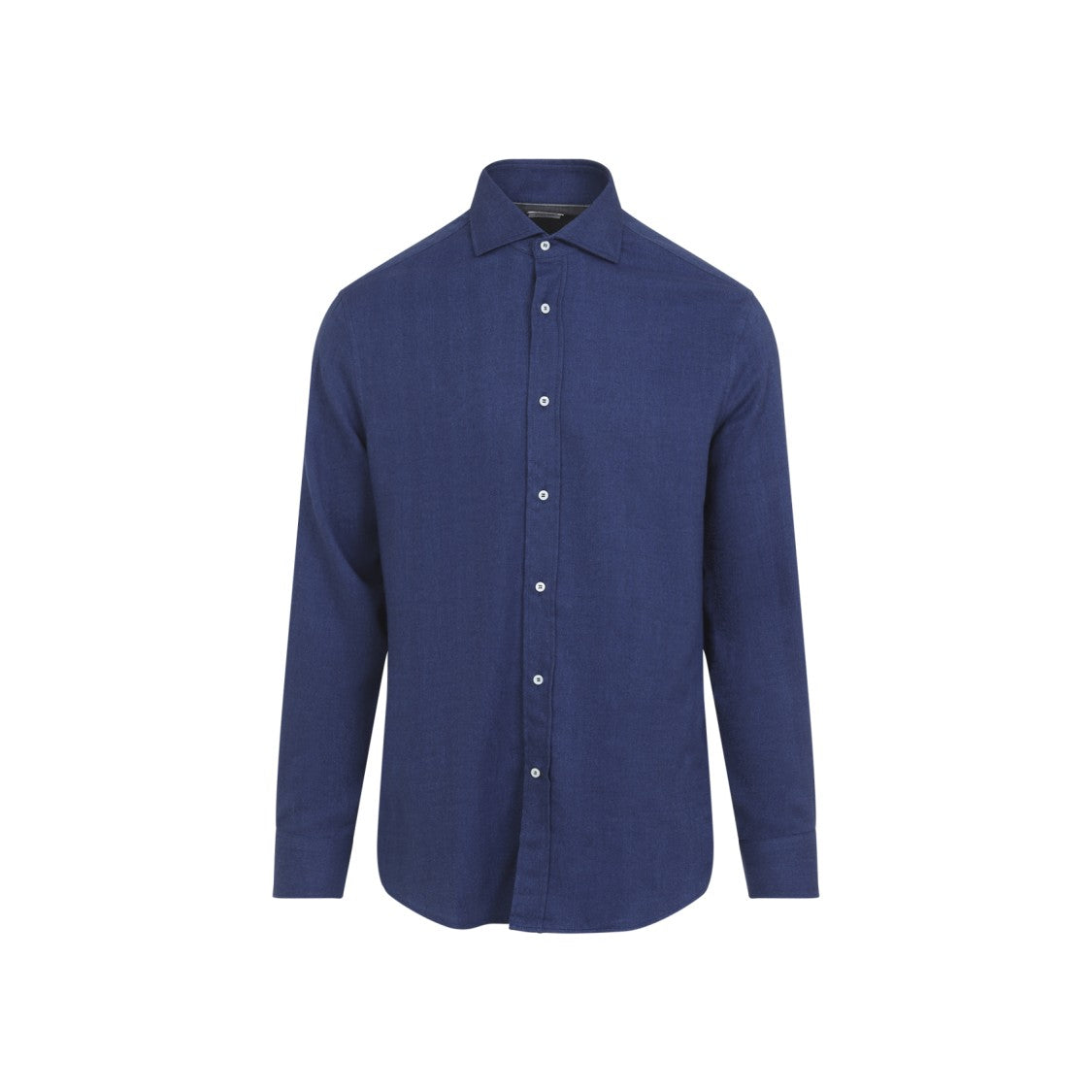 Brunello Cucinelli Blue Flannel Shirt With Pointed Collar