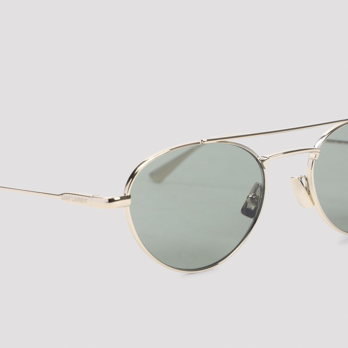 Saint Laurent Gold-Toned Minimalist Sunglasses With Double Bridge Design