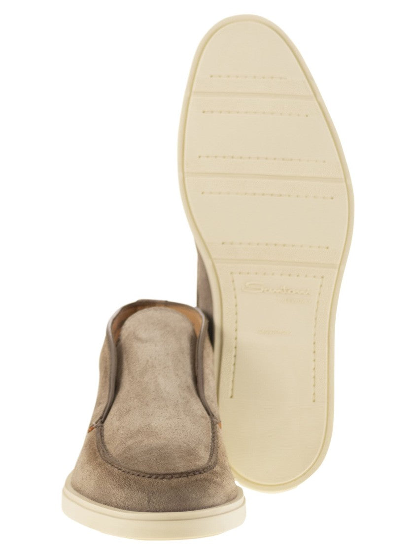 Santoni Suede Desert Boot With Smooth Rubber Sole