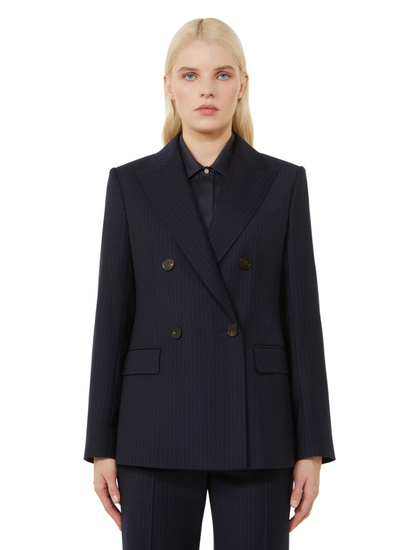 Max Mara Double-Breasted Tailored Blazer With Subtle Pinstripe