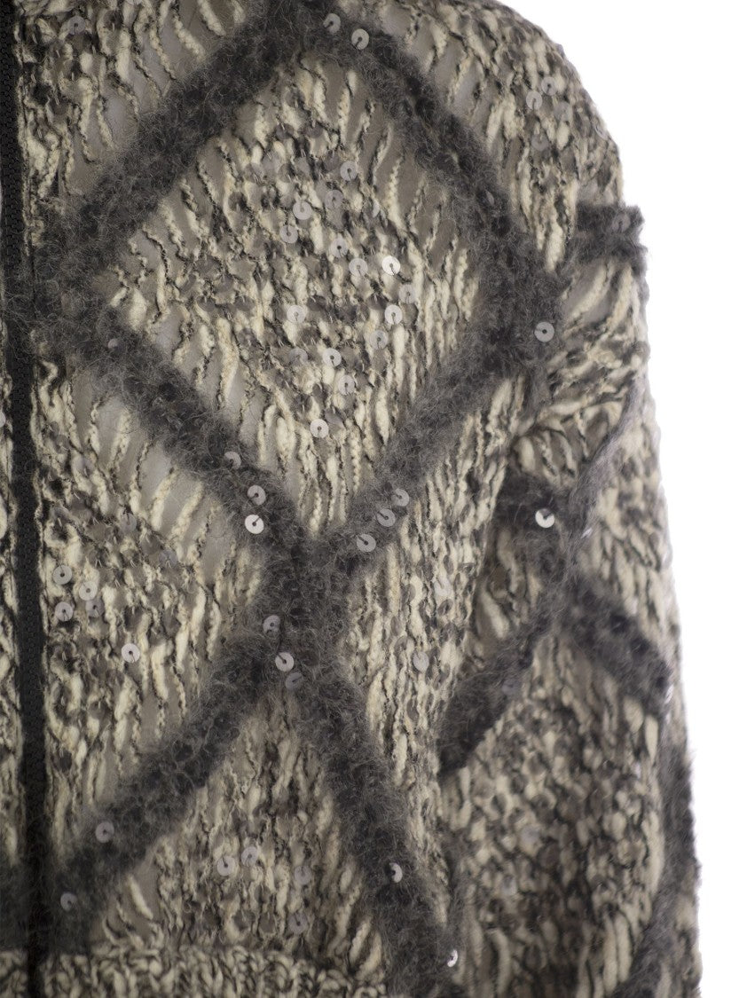 Brunello Cucinelli Wool-Blend Cardigan With Diamond Pattern