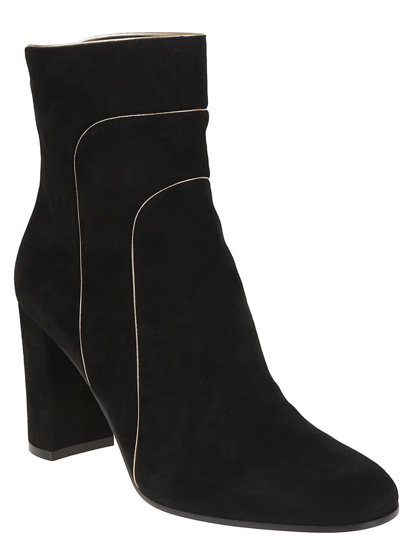 Gianvito Rossi Camoscio Art Deco-Inspired Black Suede Bootie