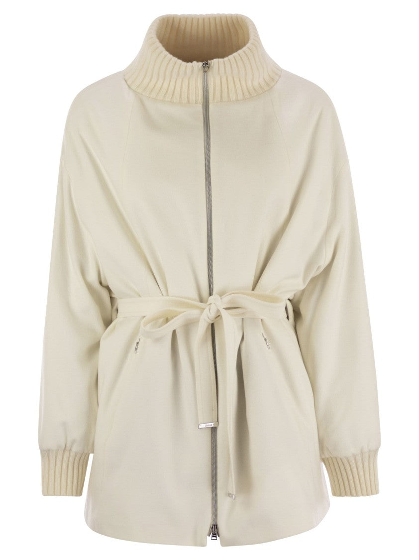 Herno Silk And Cashmere Jacket With Belt