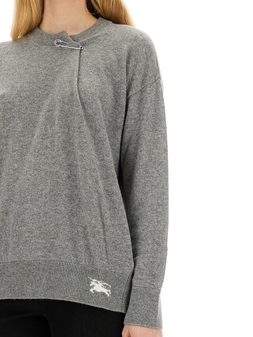 Burberry Cashmere Sweater With Unique Kilt Pin Detail