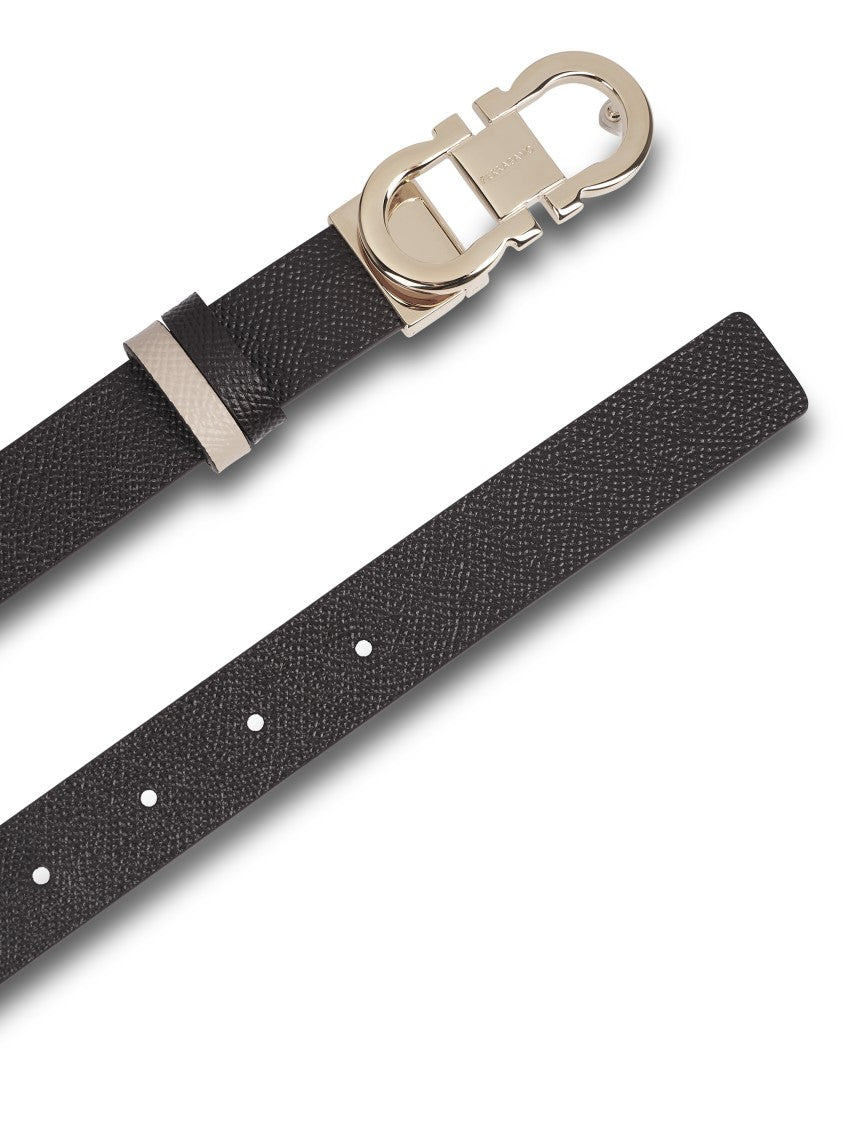 Ferragamo Textured Calf Leather Belt With Polished Buckle