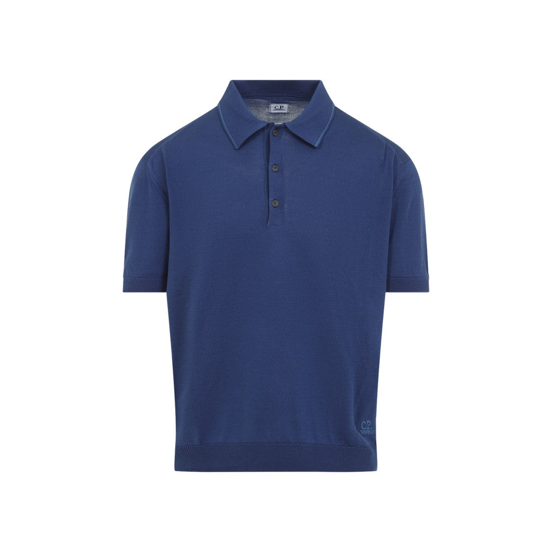 C.P. Company Blue Cotton Polo T-Shirt With Buttoned Placket